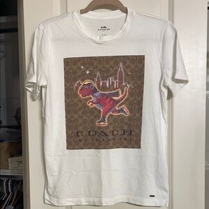 Coach White Short Sleeve Tee Rexy ice skating adult small